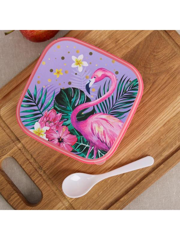 Ланч-бокс с ложкой «Фламинго», 400 мл