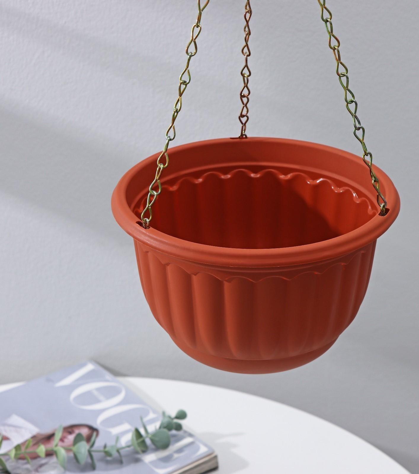 Кашпо пластиковое для цветов подвесное с дренажной сеткой «Веста», 2 л, цвет коричневый