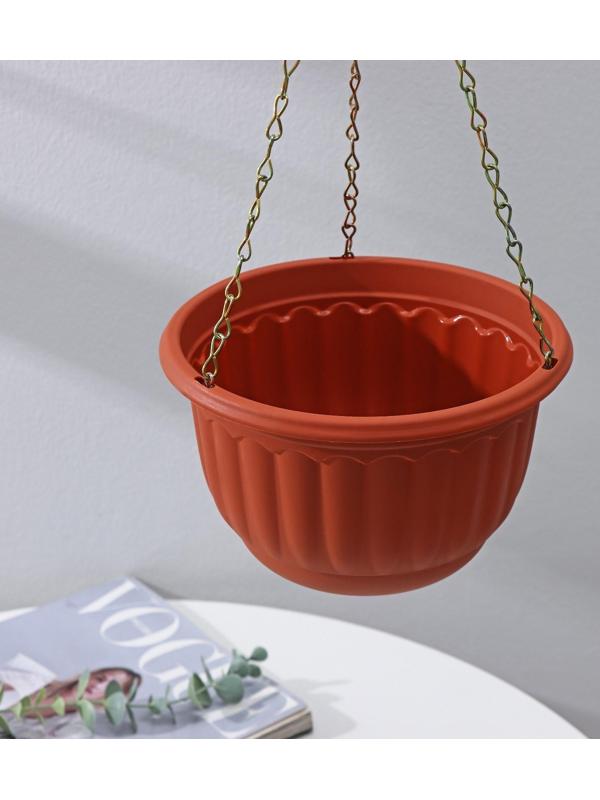 Кашпо пластиковое для цветов подвесное с дренажной сеткой «Веста», 2 л, цвет коричневый