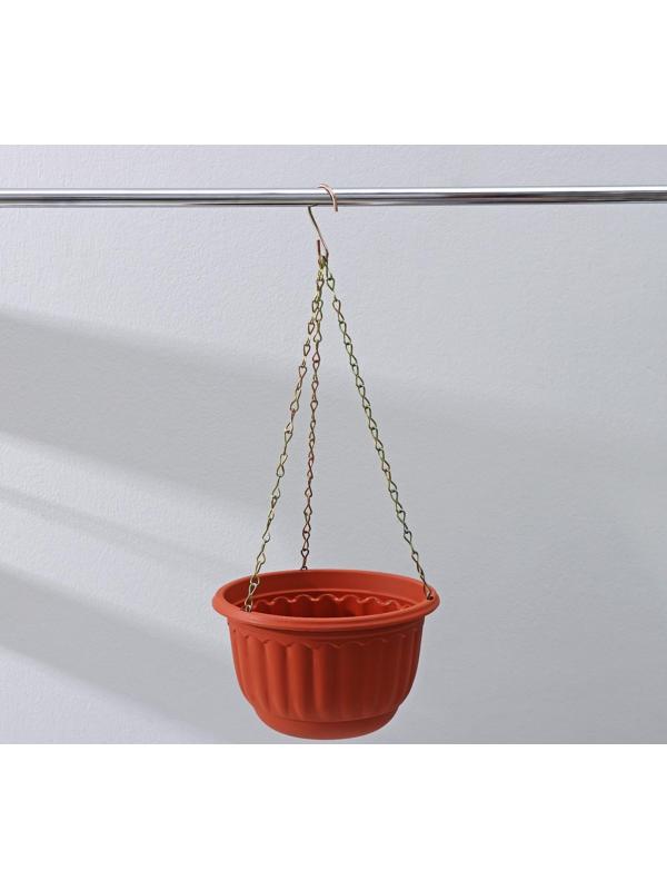 Кашпо пластиковое для цветов подвесное с дренажной сеткой «Веста», 2 л, цвет коричневый