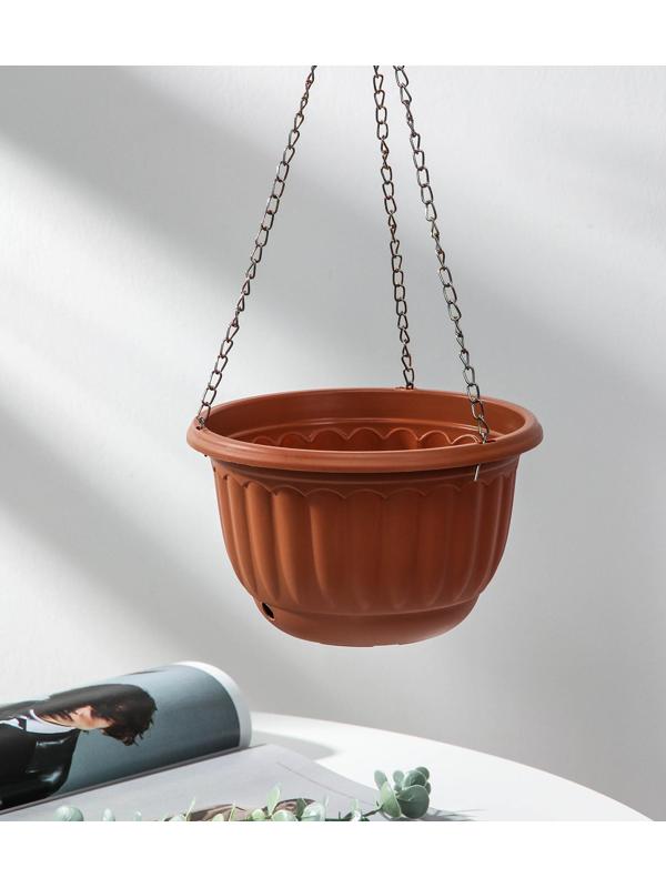 Кашпо пластиковое для цветов подвесное с дренажной сеткой «Веста», 2 л, цвет коричневый