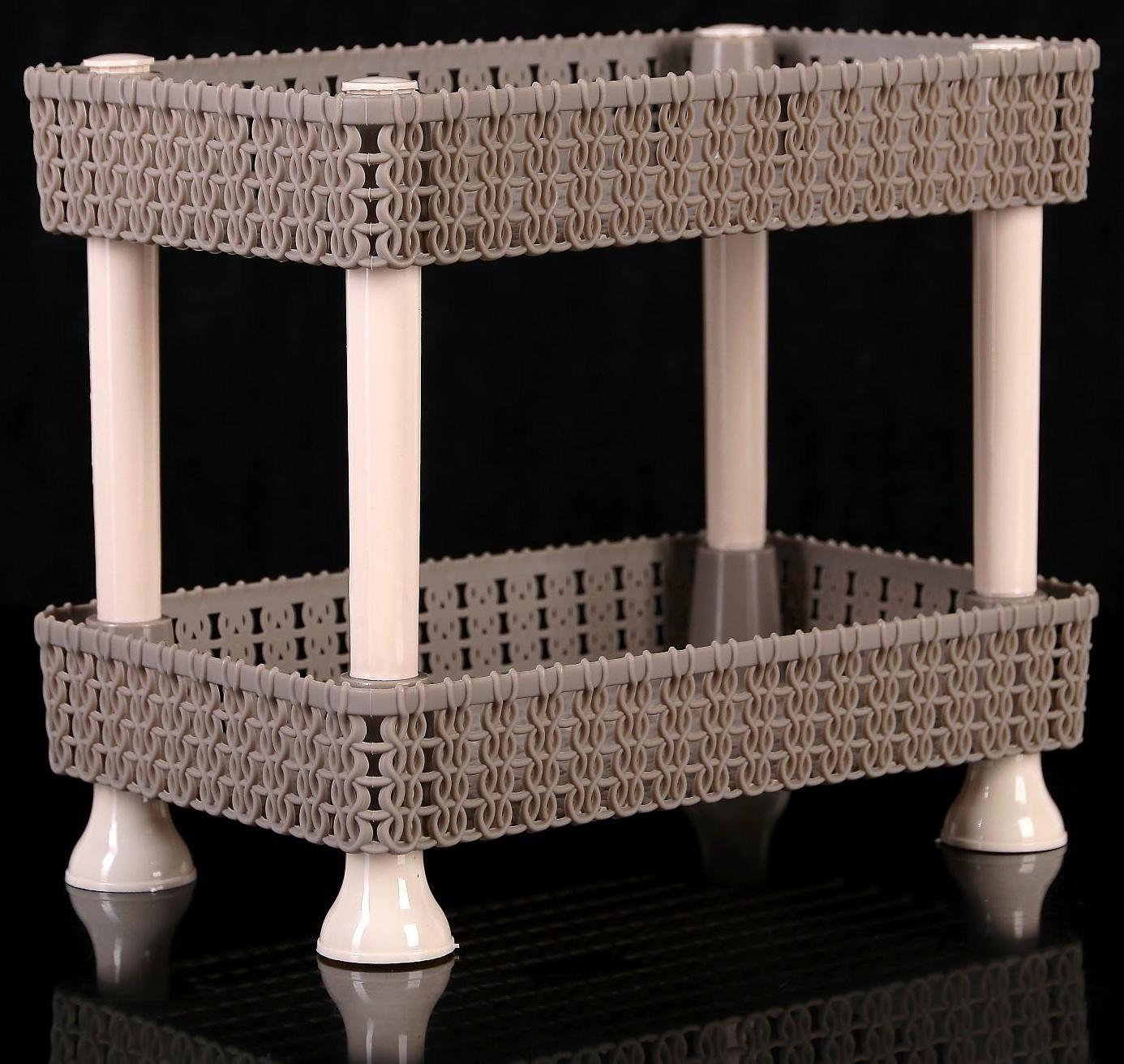 Этажерка настольная 2-х секционная «Плетение», 24×15×20 см, цвет МИКС