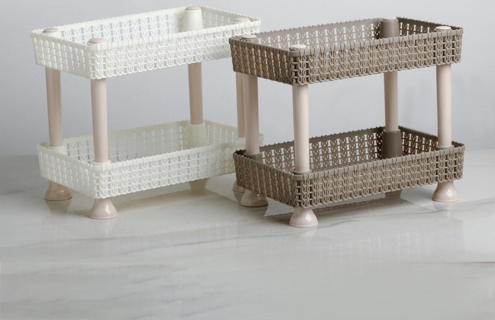 Этажерка настольная 2-х секционная «Плетение», 24×15×20 см, цвет МИКС