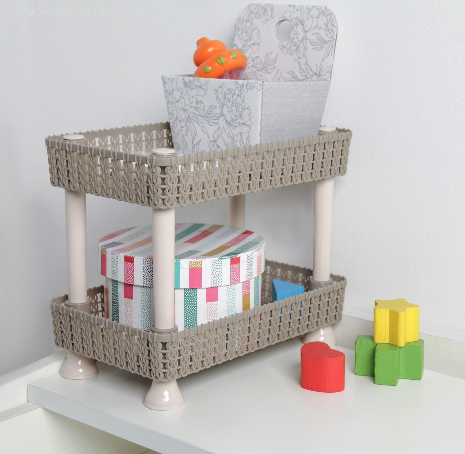 Этажерка настольная 2-х секционная «Плетение», 24×15×20 см, цвет МИКС