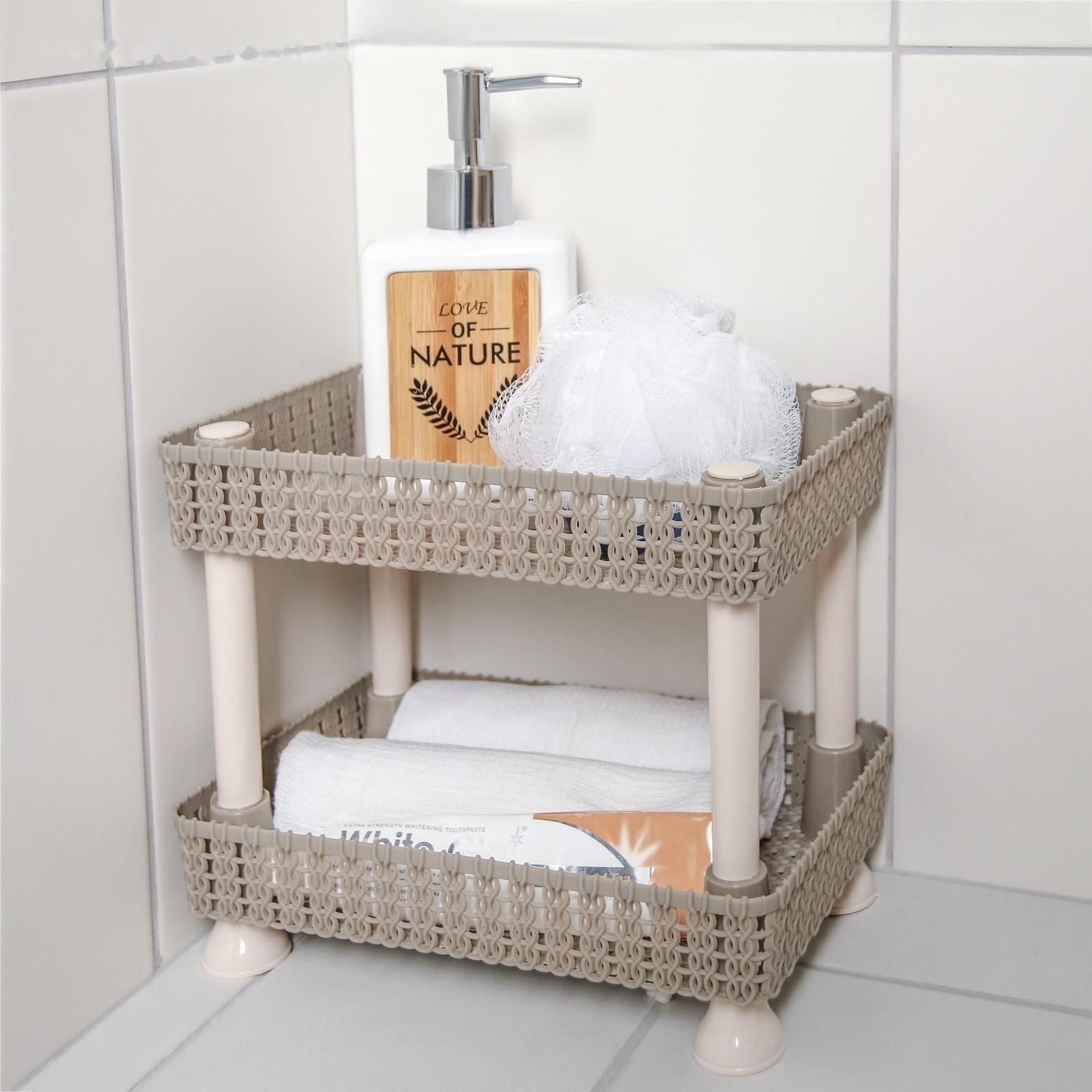 Этажерка настольная 2-х секционная «Плетение», 24×15×20 см, цвет МИКС