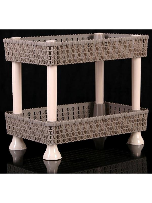 Этажерка настольная 2-х секционная «Плетение», 24×15×20 см, цвет МИКС