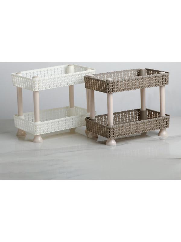 Этажерка настольная 2-х секционная «Плетение», 24×15×20 см, цвет МИКС