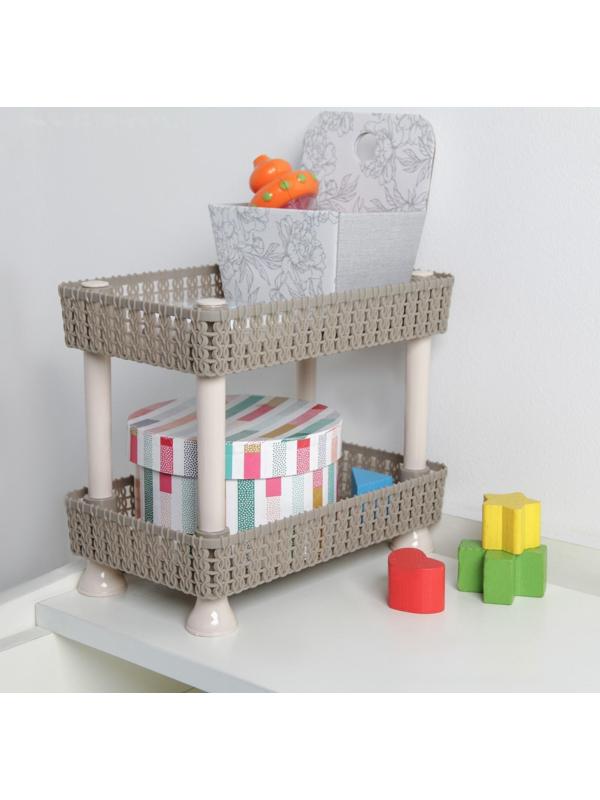 Этажерка настольная 2-х секционная «Плетение», 24×15×20 см, цвет МИКС