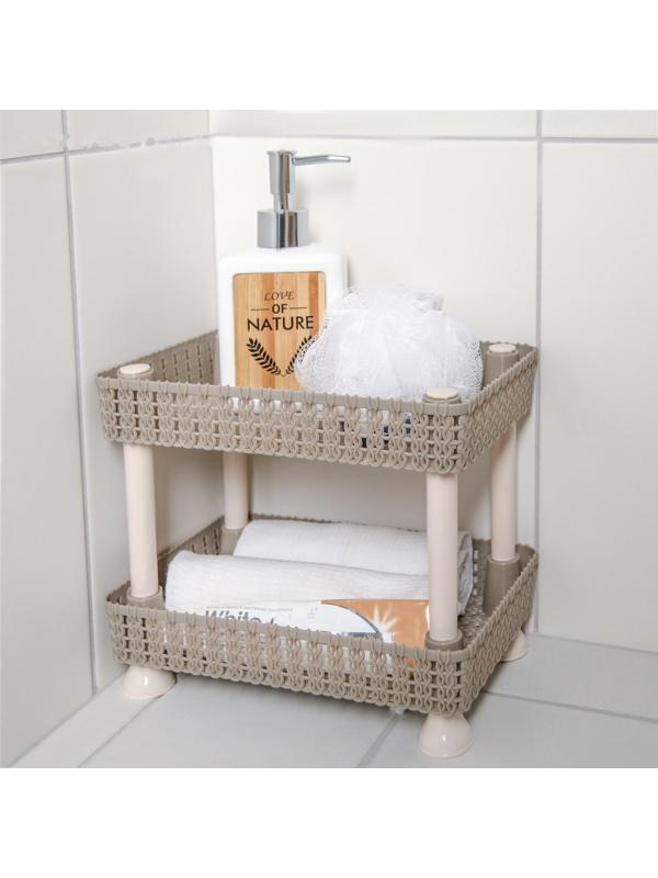 Этажерка настольная 2-х секционная «Плетение», 24×15×20 см, цвет МИКС