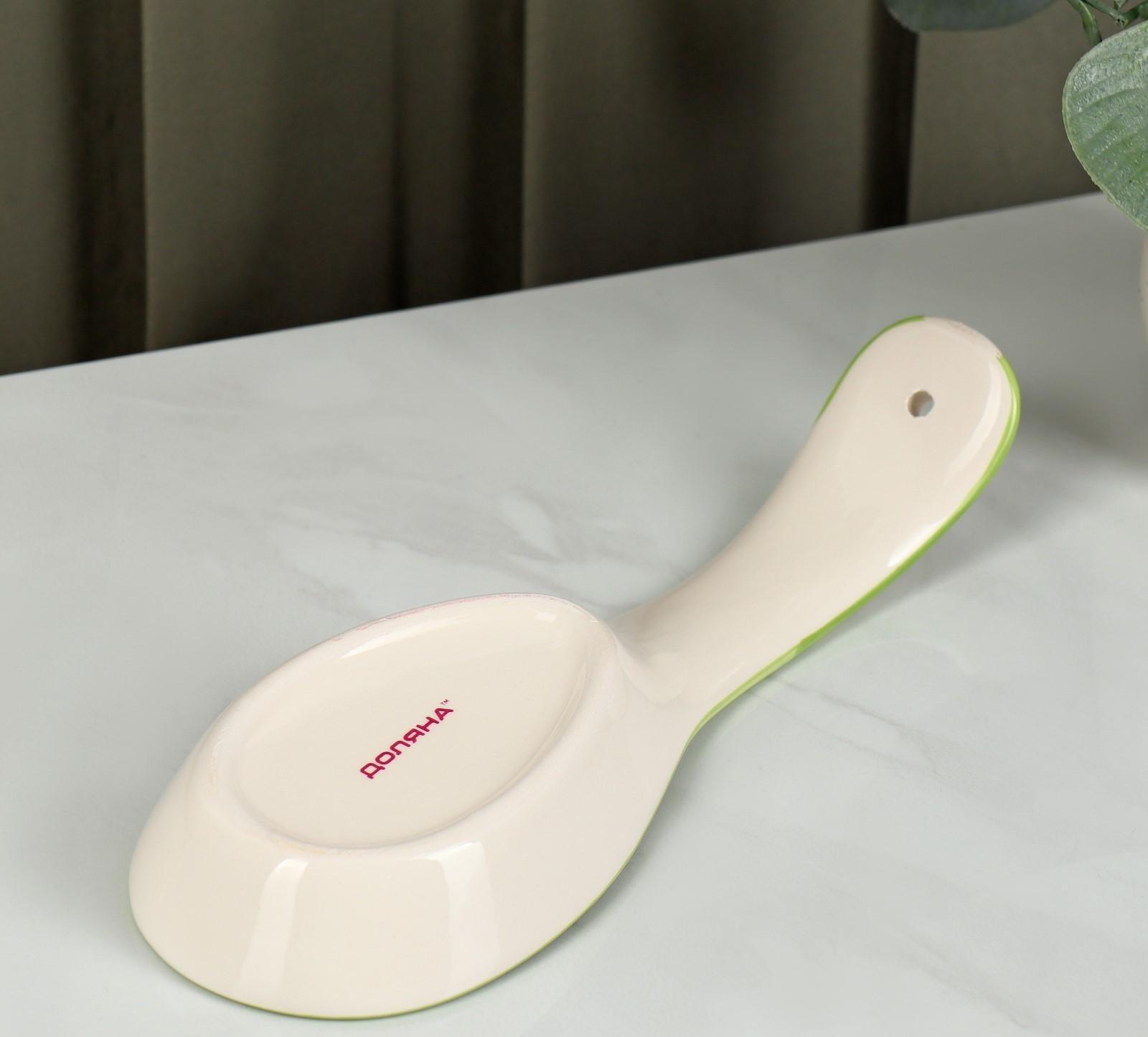 Подставка керамическая под ложку Доляна «Олива», 21,5×7,5 см