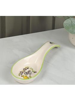 Подставка керамическая под ложку Доляна «Олива», 21,5×7,5 см