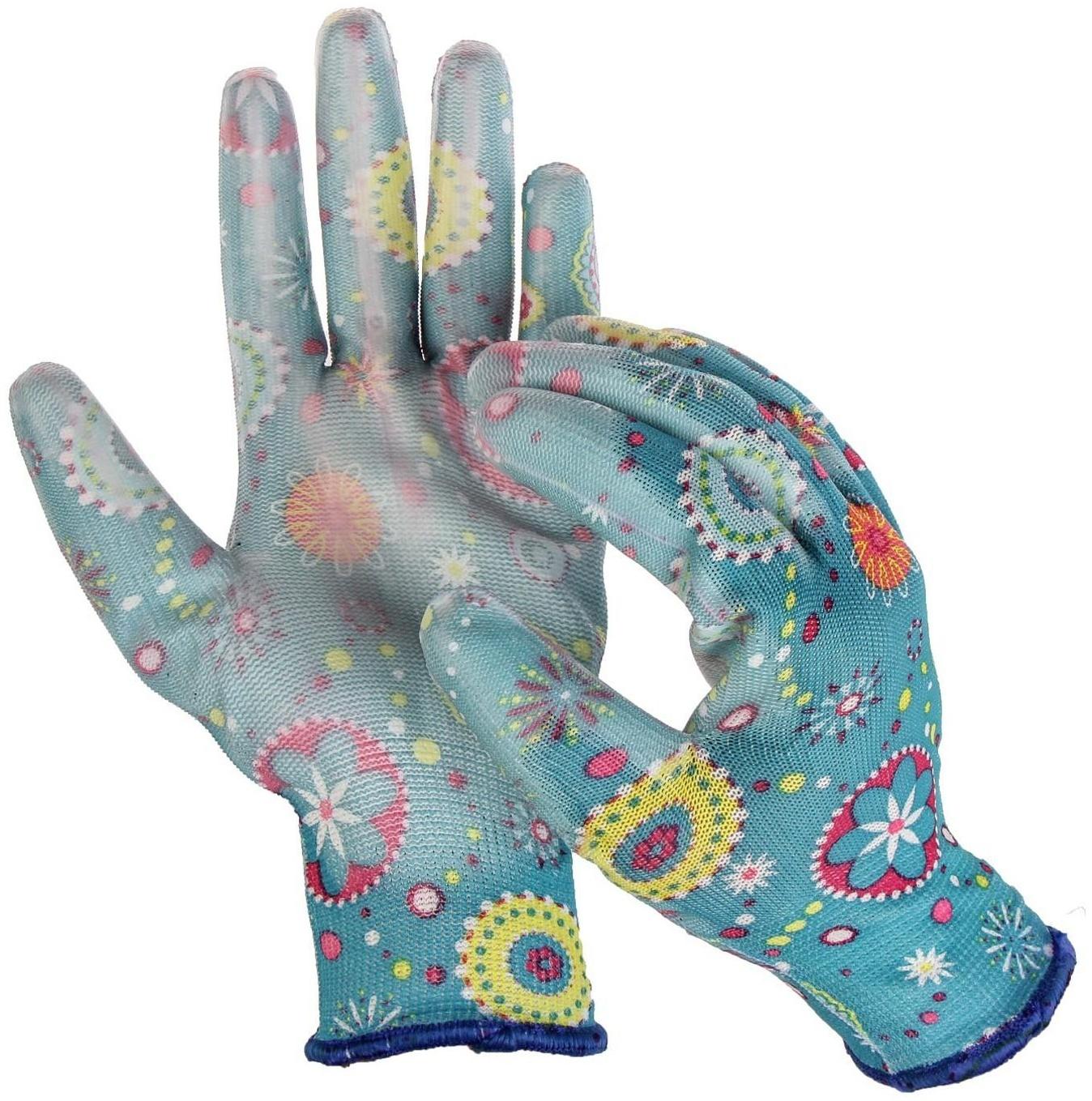 Перчатки нейлоновые, с ПВХ полуобливом, размер 10, цвет МИКС