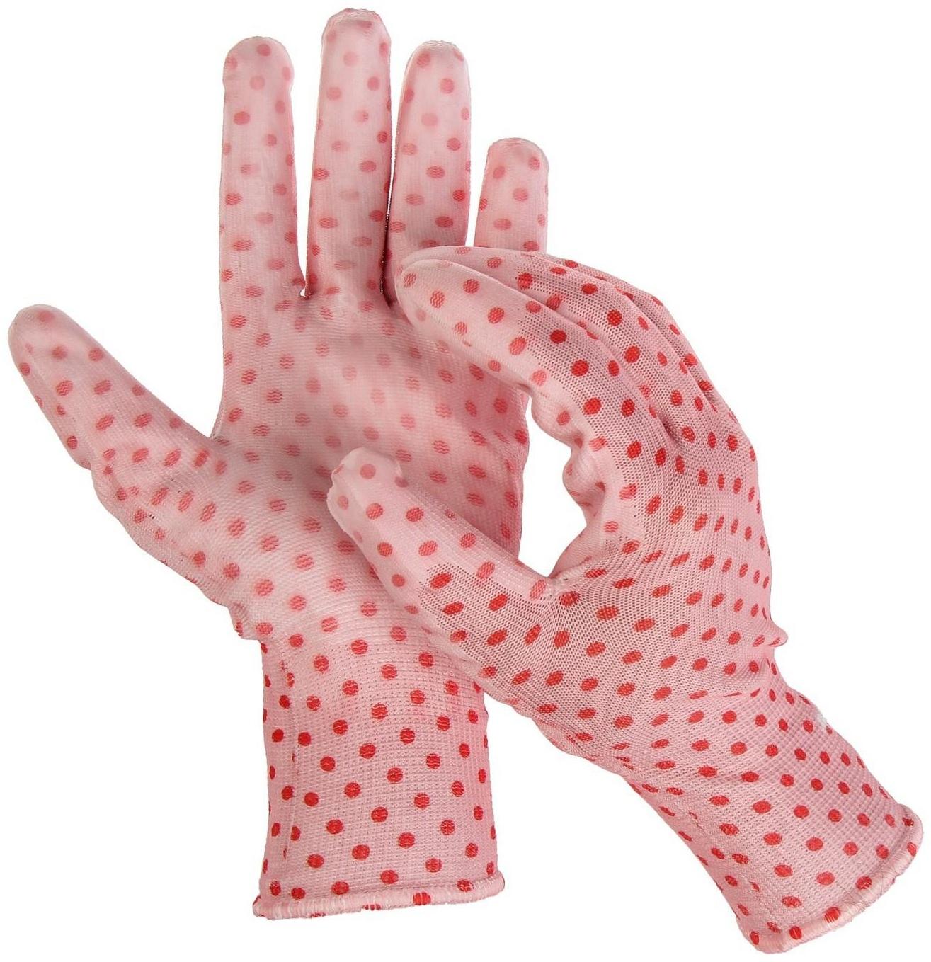 Перчатки нейлоновые, с ПВХ полуобливом, размер 10, цвет МИКС