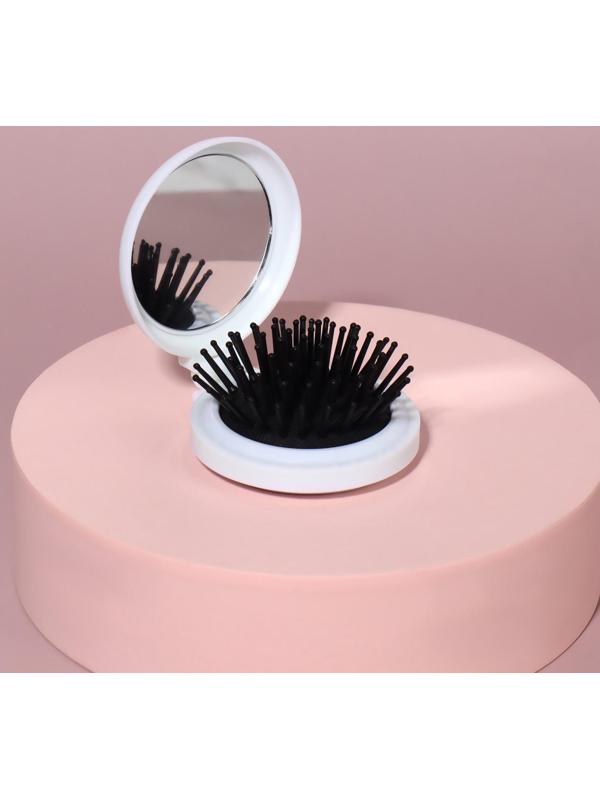 Расчёска массажная, складная, с зеркалом, d = 6,5 см, рисунок МИКС