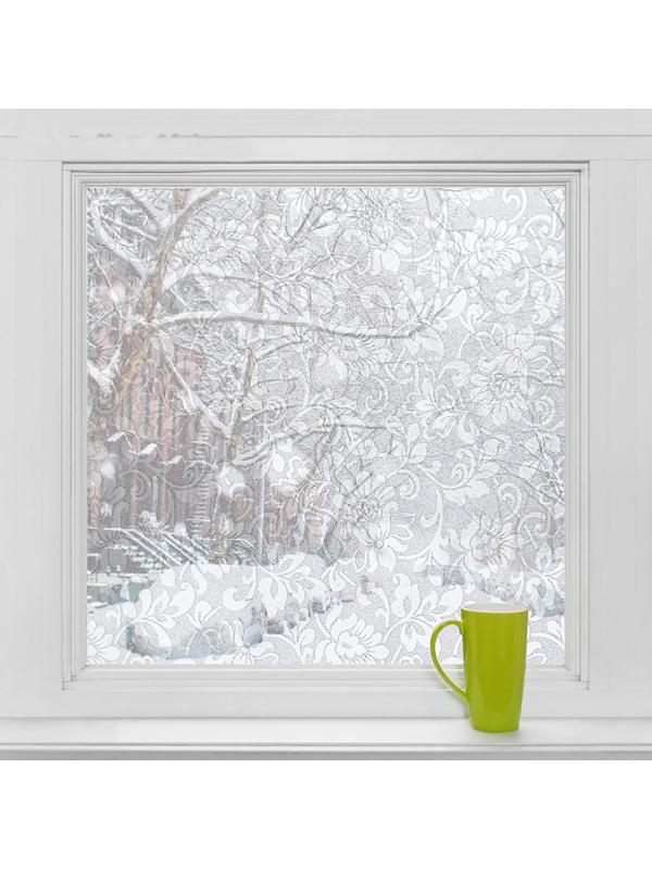 Витражная плёнка «Орнамент», 45×200 см, цвет белый