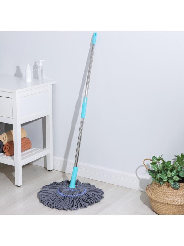 Швабра с отжимом Доляна, насадка из микрофибры, телескопическая окрашенная ручка 120 см, цвет МИКС