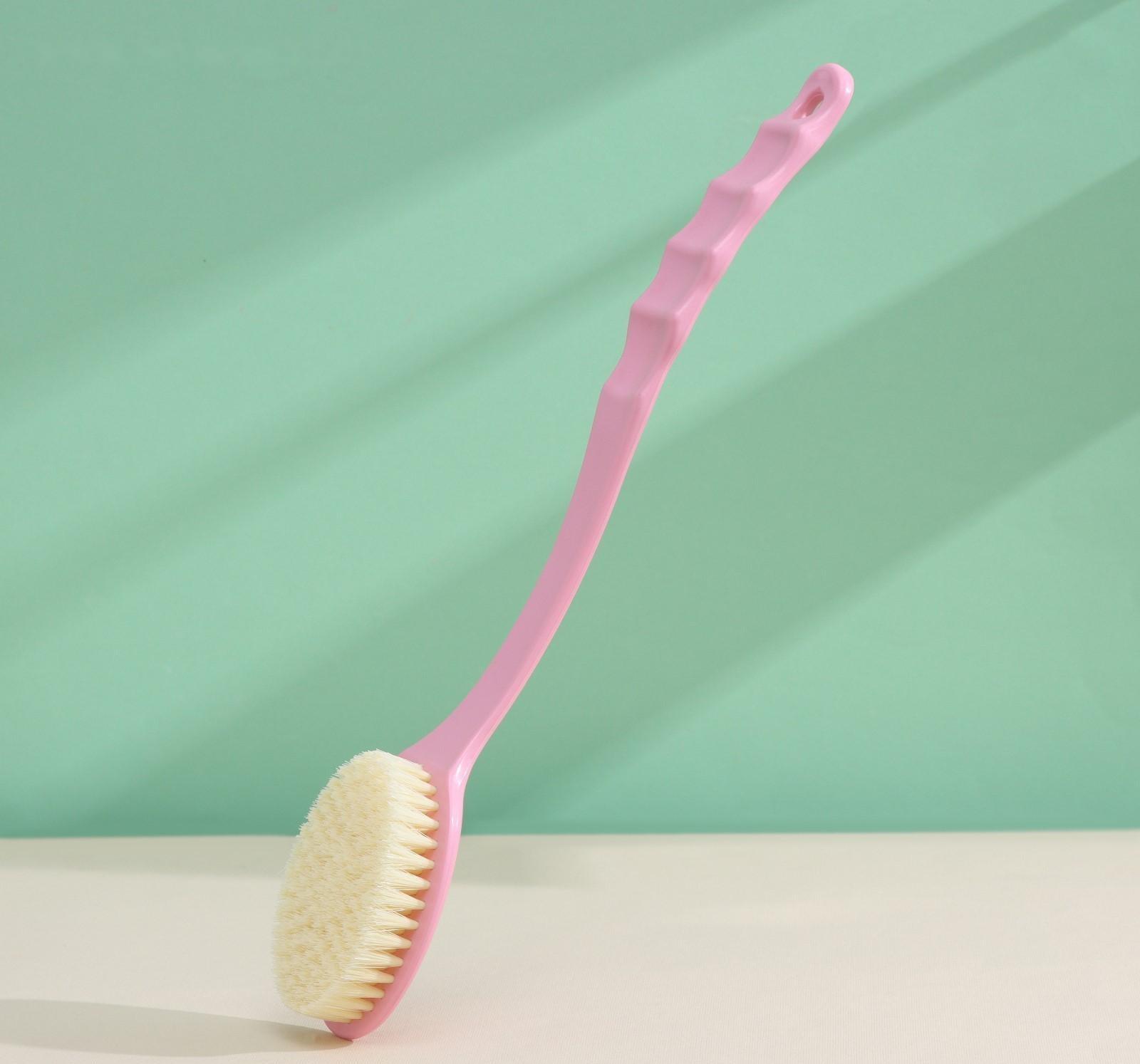 Щётка массажная для тела Доляна, с ручкой и массажёром, искусственная щетина, цвет МИКС