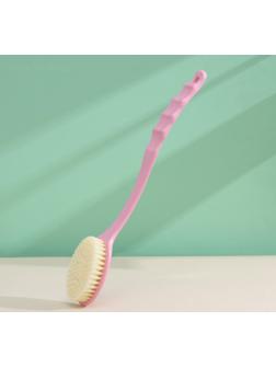 Щётка массажная для тела Доляна, с ручкой и массажёром, искусственная щетина, цвет МИКС