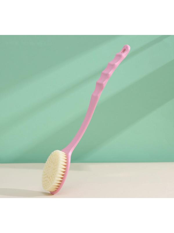 Щётка массажная для тела Доляна, с ручкой и массажёром, искусственная щетина, цвет МИКС