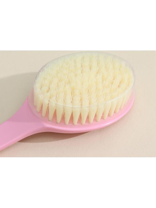 Щётка массажная для тела Доляна, с ручкой и массажёром, искусственная щетина, цвет МИКС