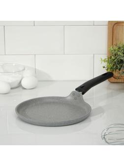 Сковорода блинная, d=22 см, пластиковая ручка, антипригарное покрытие, цвет светлый мрамор