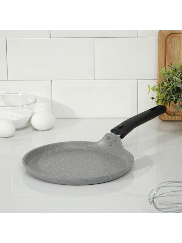 Сковорода блинная, d=22 см, пластиковая ручка, антипригарное покрытие, цвет светлый мрамор