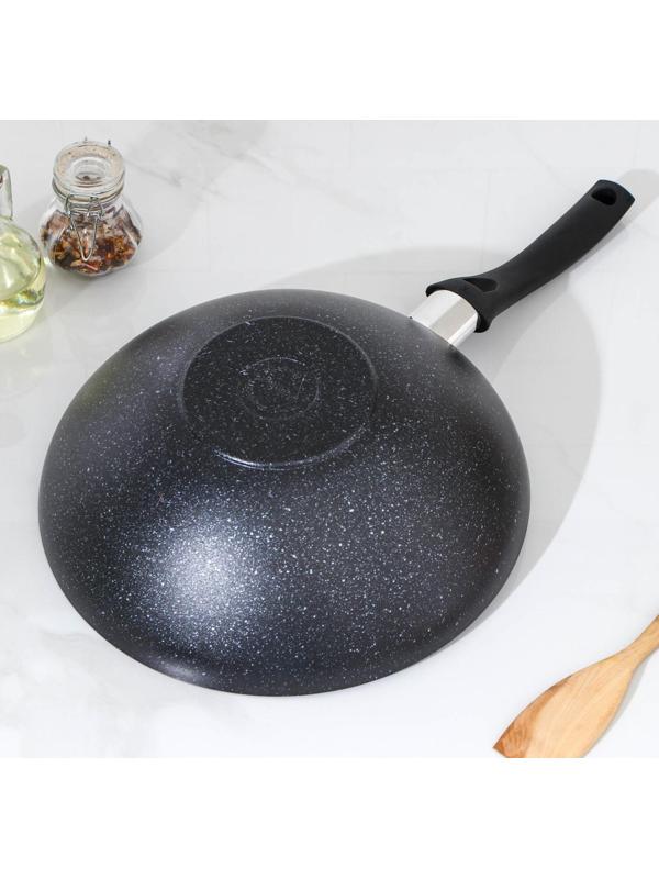 Сковорода-Wok, d=28, антипригарное покрытие, цвет тёмный мрамор