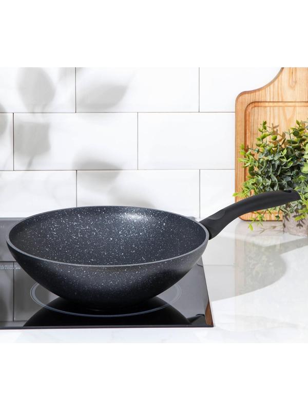Сковорода-Wok, d=28, антипригарное покрытие, цвет тёмный мрамор