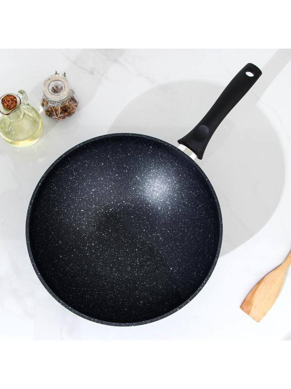 Сковорода-Wok, d=28, антипригарное покрытие, цвет тёмный мрамор