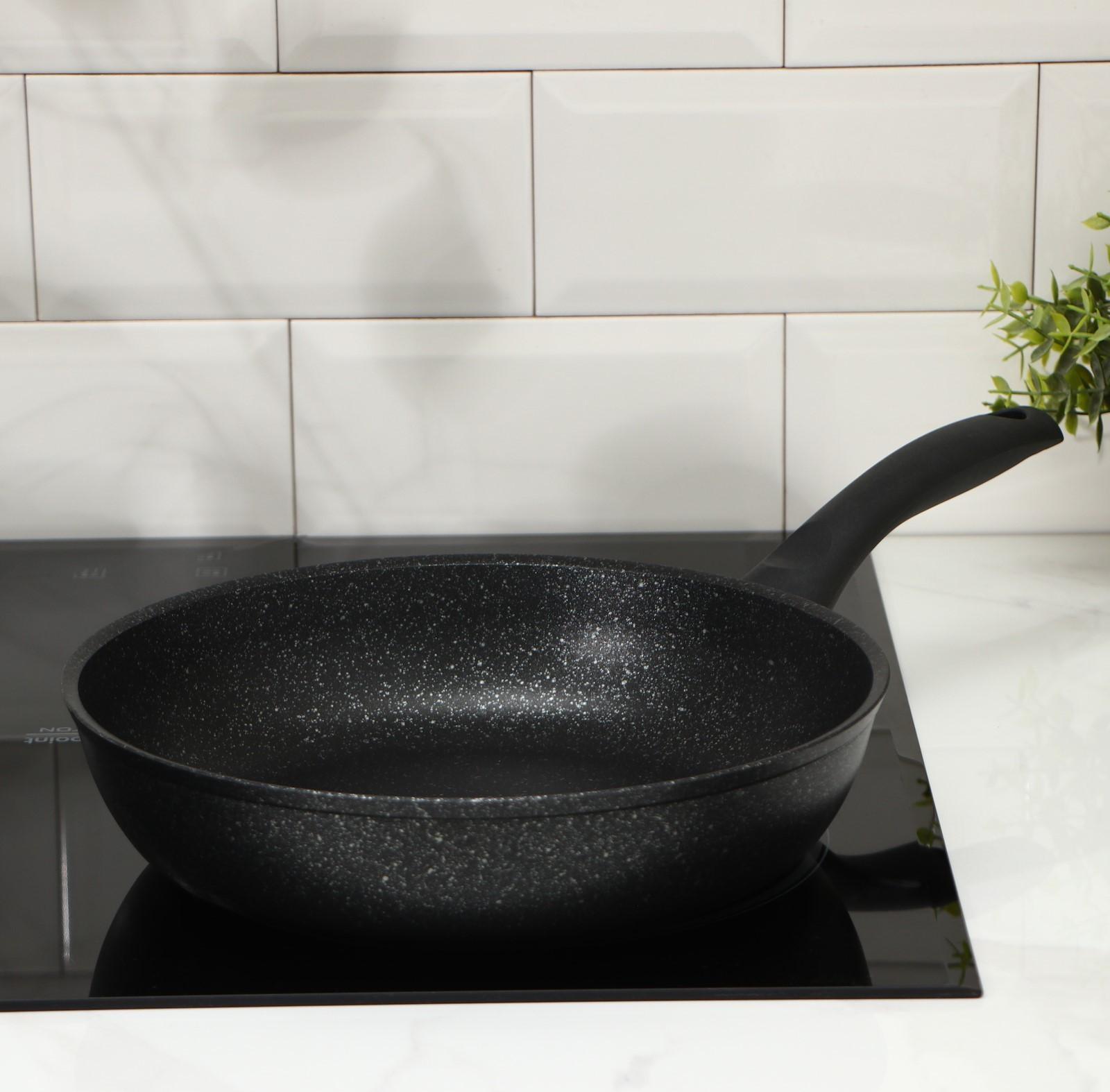 Сковорода, d=26 см, антипригарное покрытие, цвет тёмный мрамор