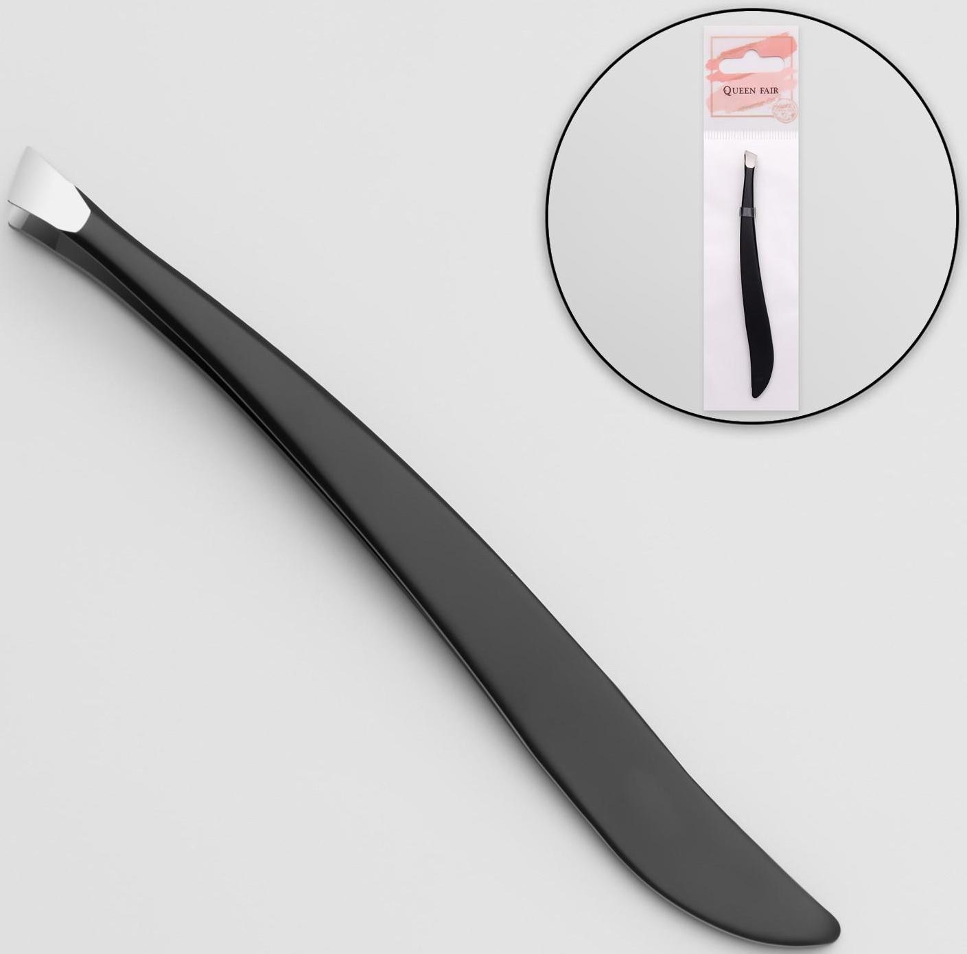 Пинцет скошенный, узкий 9 см, цвет чёрный