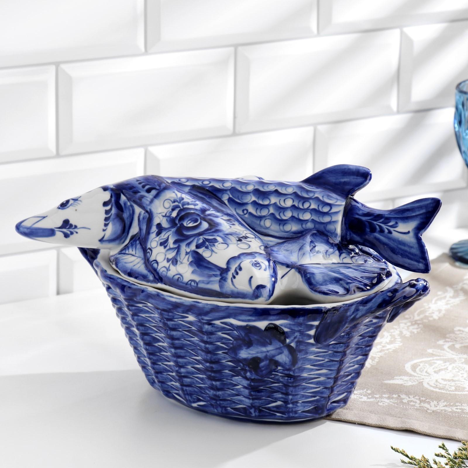 Кастрюля «Уховница», гжель