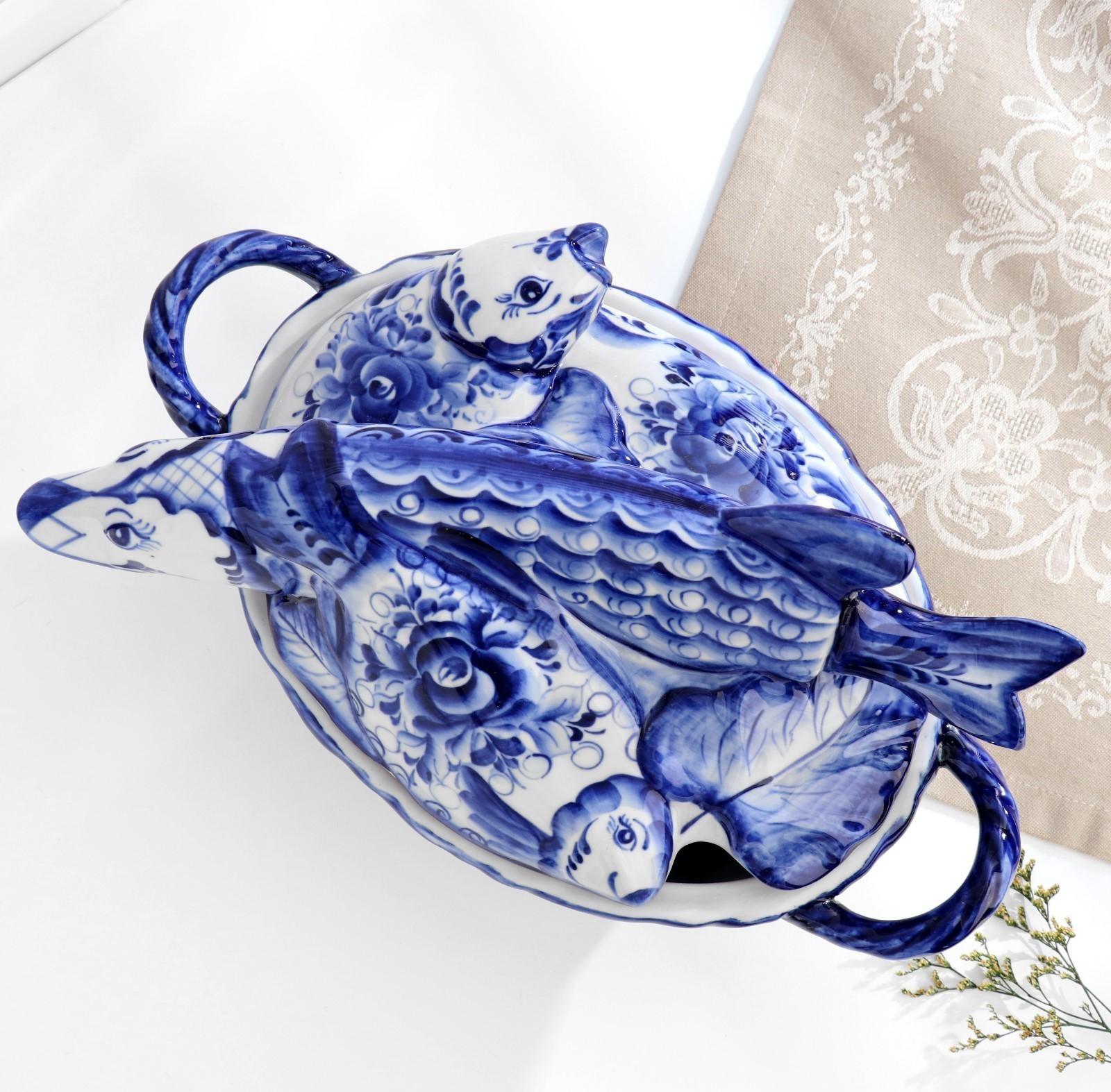 Кастрюля «Уховница», гжель