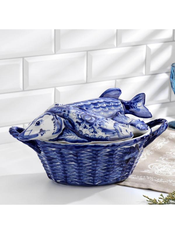 Кастрюля «Уховница», гжель