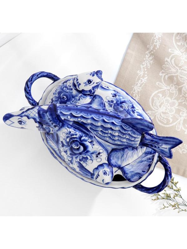 Кастрюля «Уховница», гжель