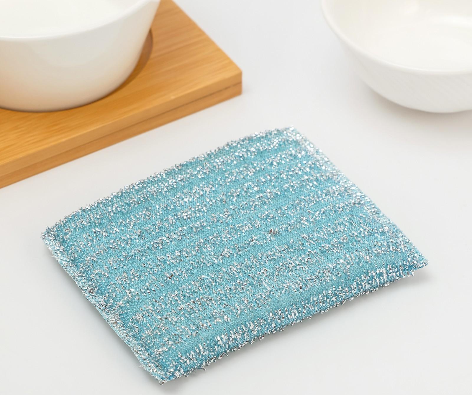 Губка для мытья посуды со стальной стружкой, 12×9×1.5 см, цвет МИКС