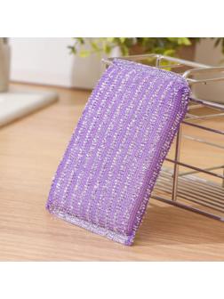 Губка для мытья посуды со стальной стружкой, 12×9×1.5 см, цвет МИКС