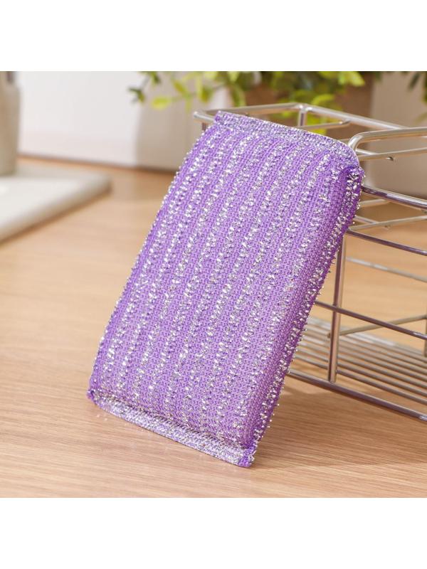 Губка для мытья посуды со стальной стружкой, 12×9×1.5 см, цвет МИКС