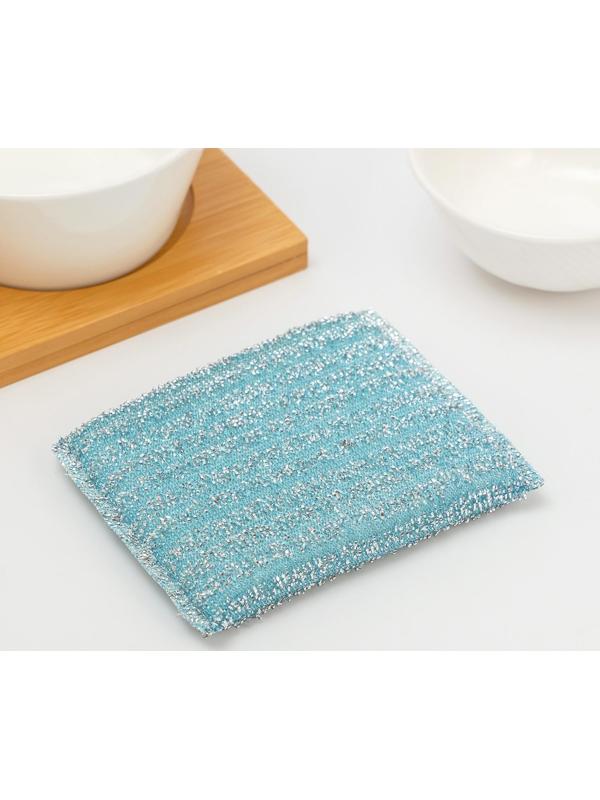 Губка для мытья посуды со стальной стружкой, 12×9×1.5 см, цвет МИКС