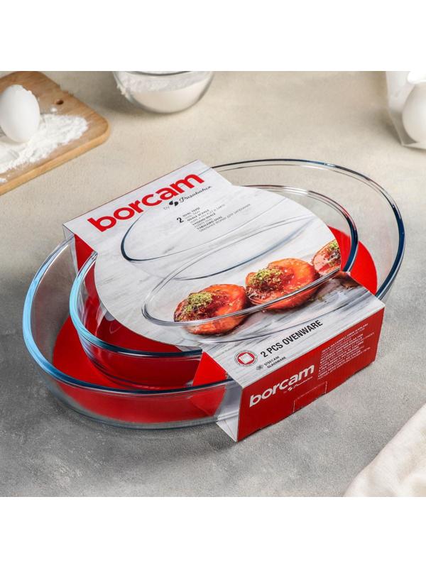 Набор форм из жаропрочного стекла для запекания Borcam, 2 предмета: 3 л, 1,5 л