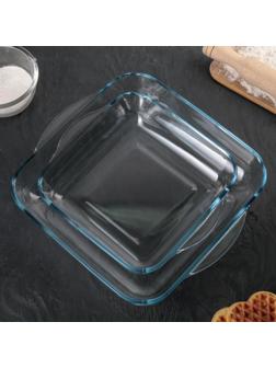 Набор квадратной посуды из жаропрочного стекла для запекания Borcam, 2 предмета: 3,2 л, 1,95 л