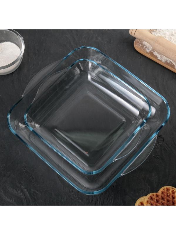 Набор квадратной посуды из жаропрочного стекла для запекания Borcam, 2 предмета: 3,2 л, 1,95 л