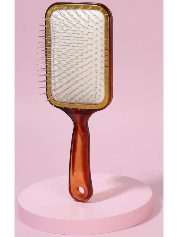 Расчёска массажная, широкая, 9 × 24,5 см, цвет «янтарный»