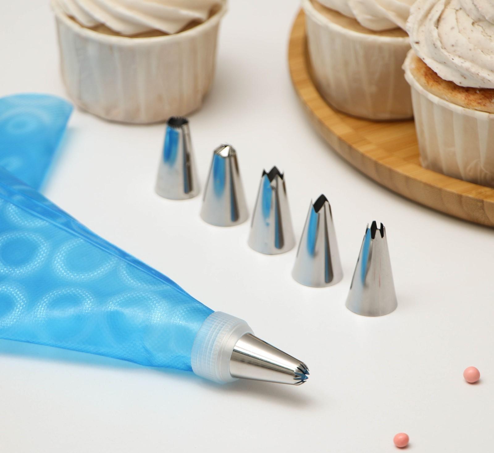 Набор кондитерский Доляна «Хоста», 8 предметов: мешок кондитерский 27×15 см, 6 насадок