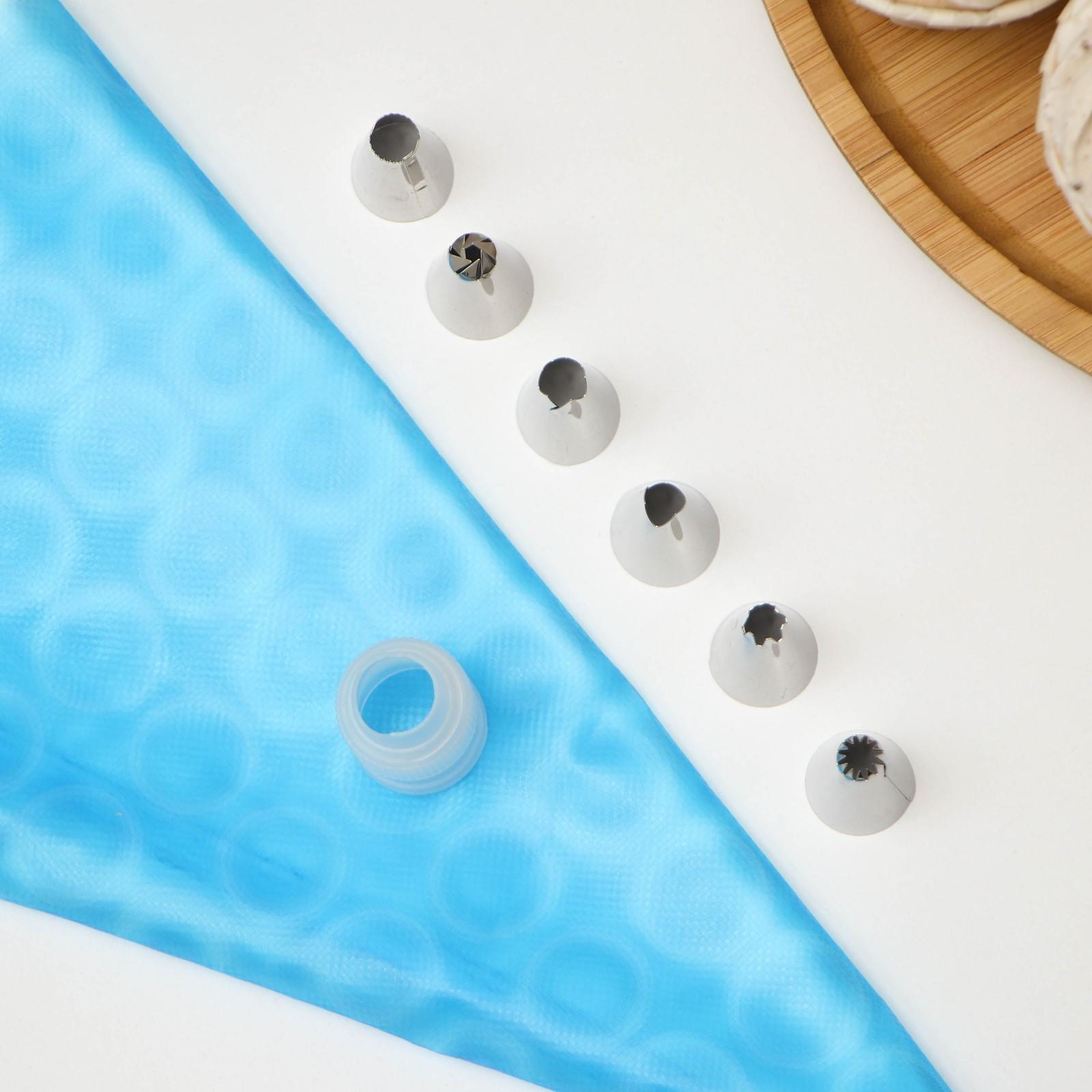 Набор кондитерский Доляна «Хоста», 8 предметов: мешок кондитерский 27×15 см, 6 насадок