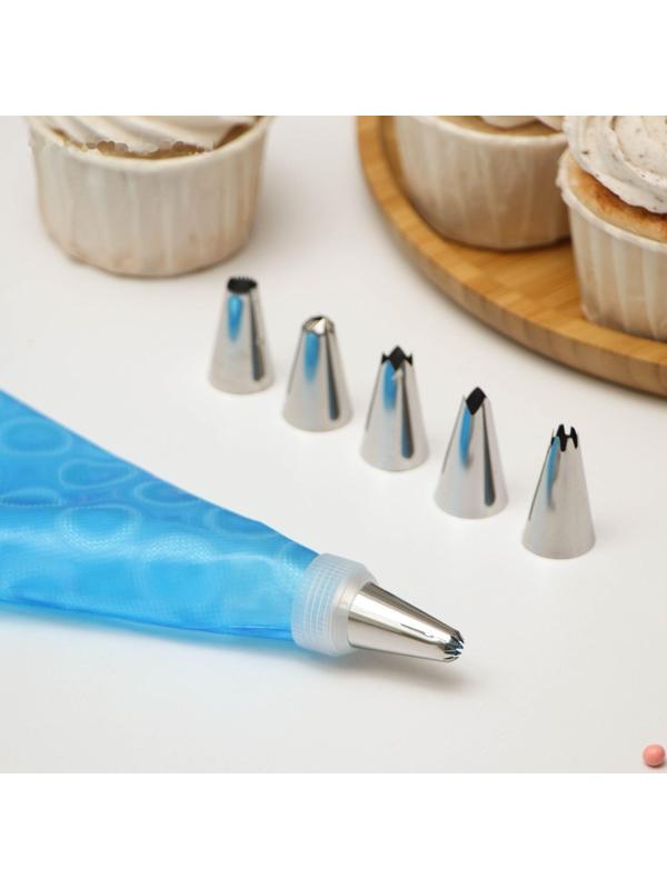 Набор кондитерский Доляна «Хоста», 8 предметов: мешок кондитерский 27×15 см, 6 насадок