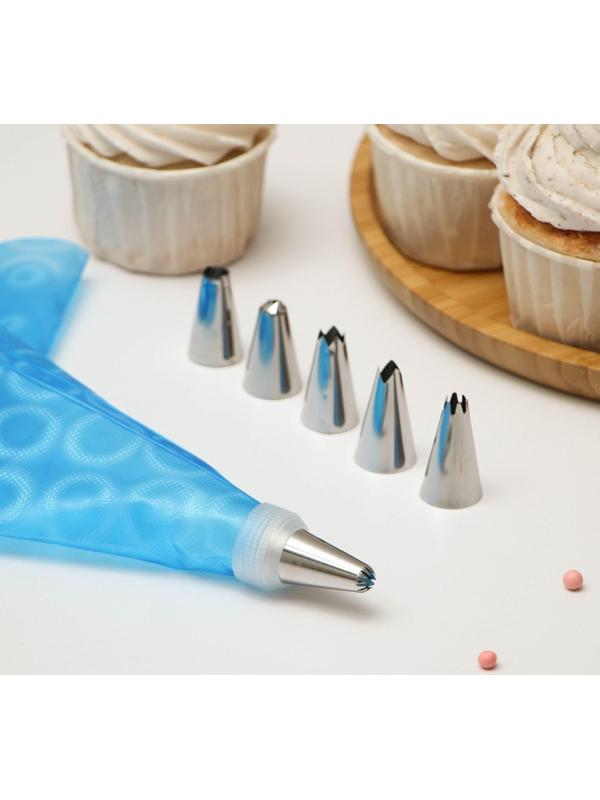 Набор кондитерский Доляна «Хоста», 8 предметов: мешок кондитерский 27×15 см, 6 насадок