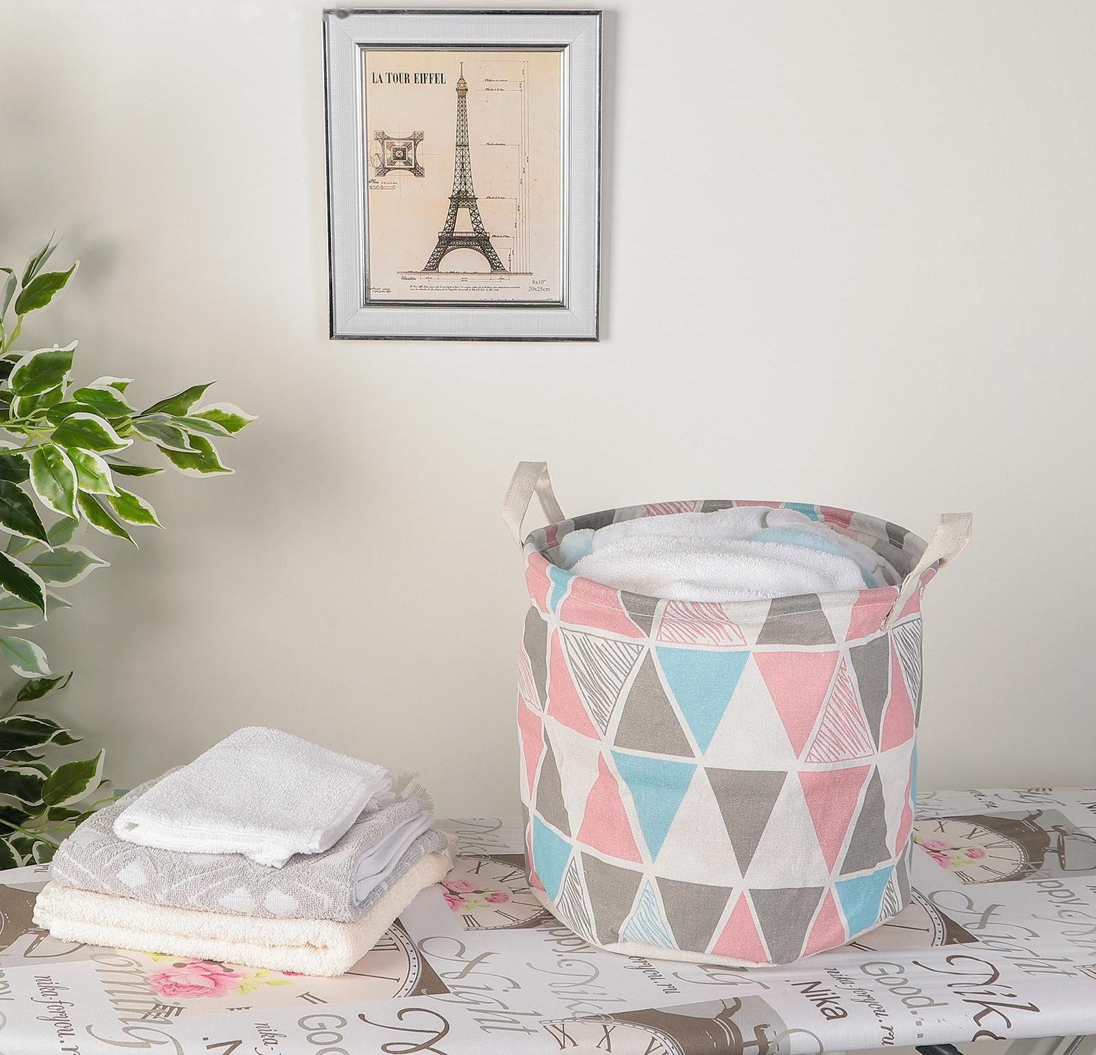 Корзина бельевая текстильная Доляна «Ромбы», 30×30×30 см