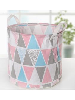 Корзина бельевая текстильная Доляна «Ромбы», 30×30×30 см