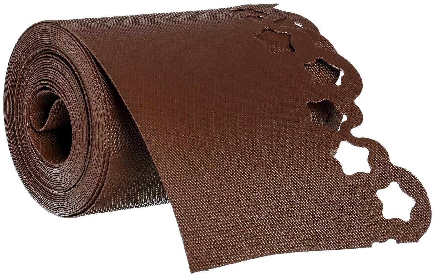 Лента бордюрная, 0.2 × 9 м, толщина 1.2 мм, пластиковая, фигурная, коричневая